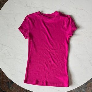 a new day Fuchsia Short Sleeve Ribbed Tee